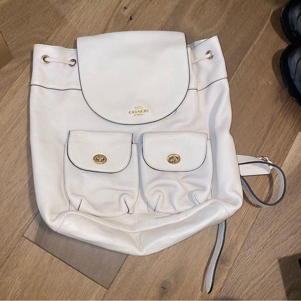 Coach White Leather Backpack